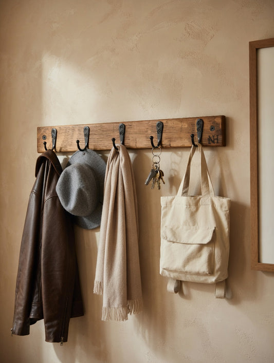 Perchero de Roble Americano con Gancho Metálico Vintage